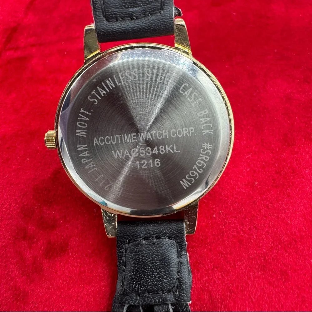 Vivant Gold-Tone‎ Minimalist Watch Accutime Japan Quartz Braided Leather Strap